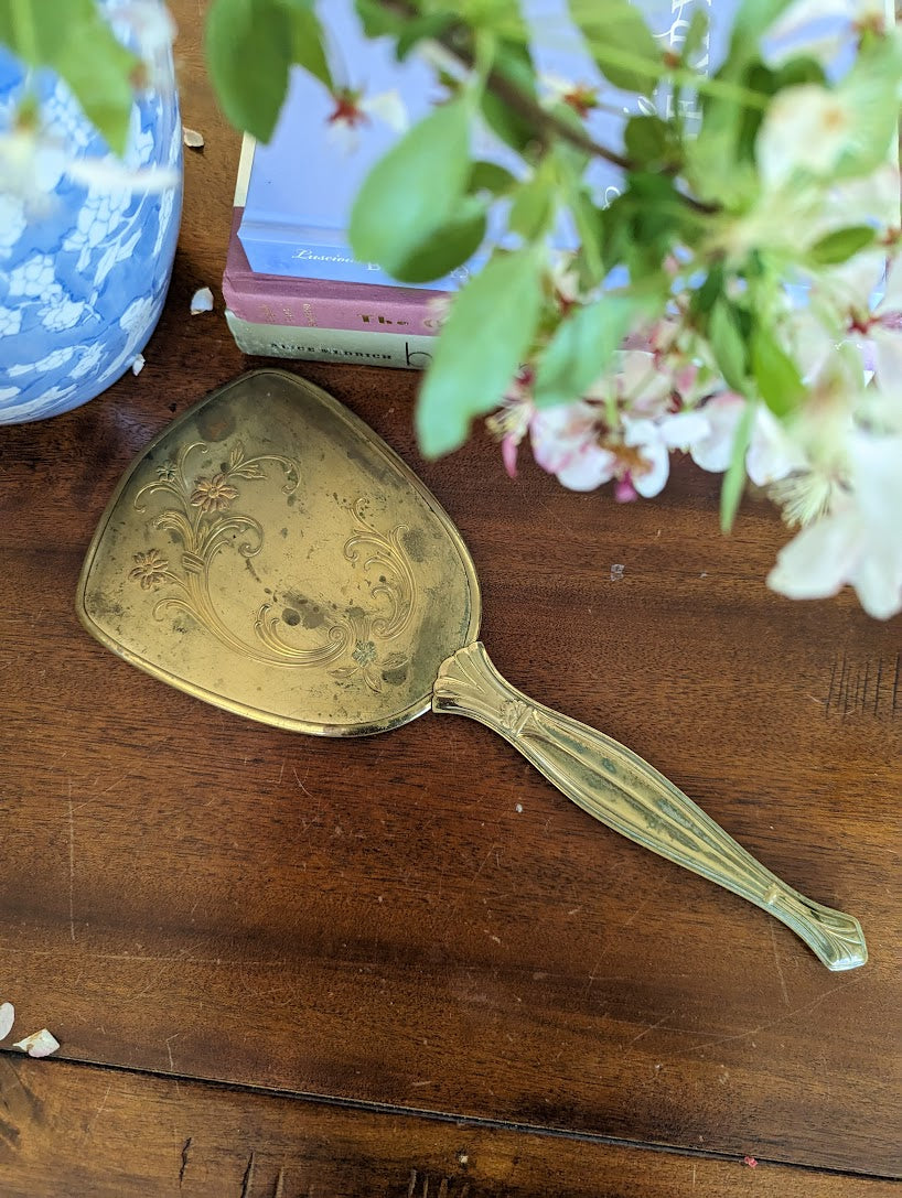 Vintage Brass Hand Mirror