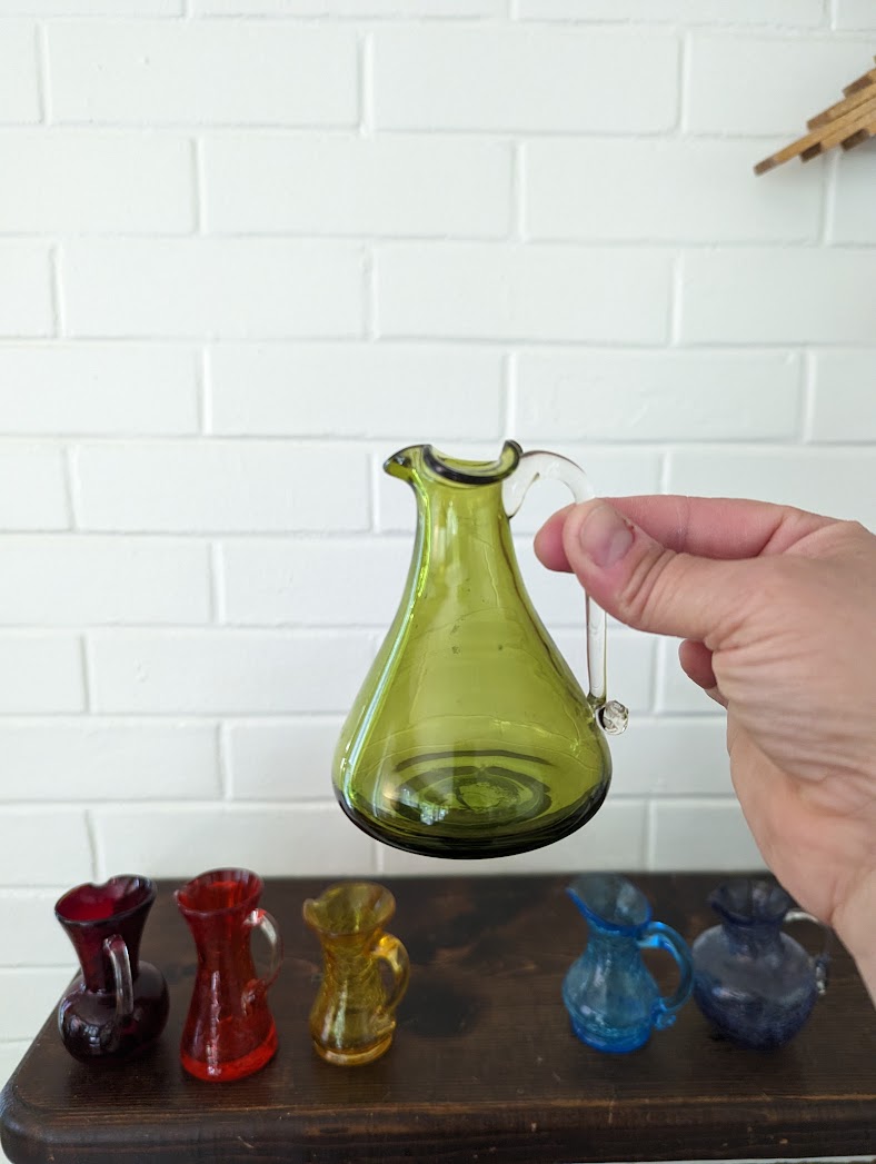 Handblown Rainbow Glass Pitchers (set of 9)