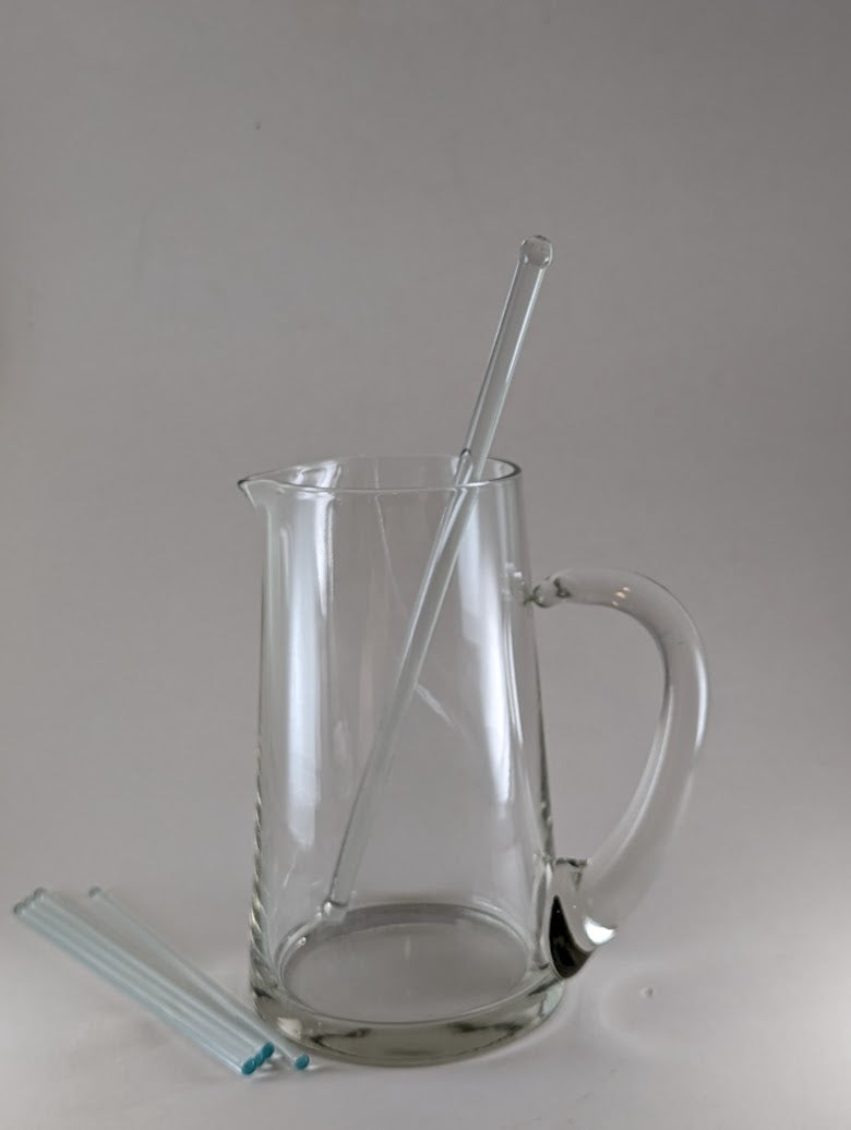 Vintage Glass Mixing Pitcher and Swizzle Sticks