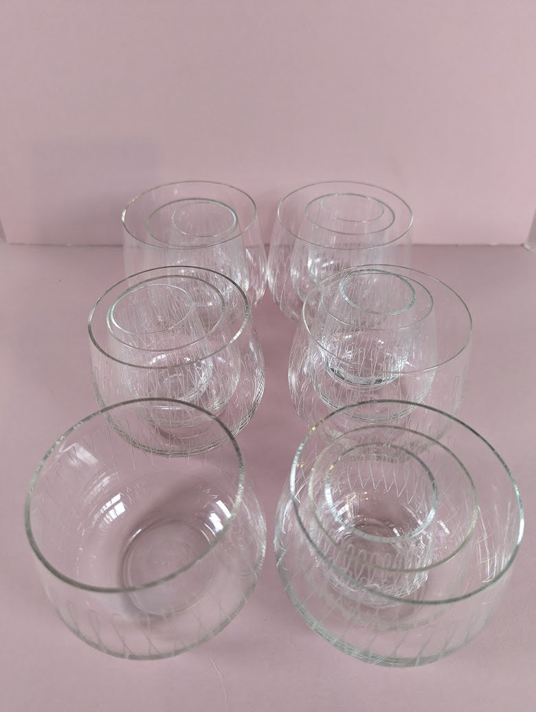 Vintage Etched Glass Decanter and Glassware Set (23 pcs)