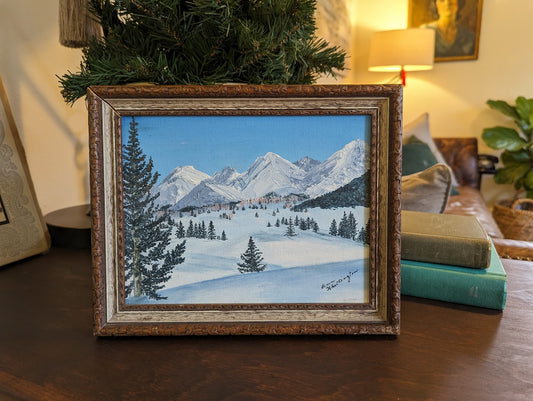 Framed Winter Landscape Painting