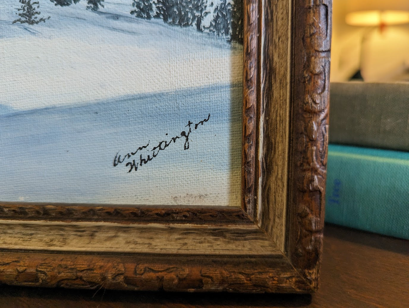 Framed Winter Landscape Painting