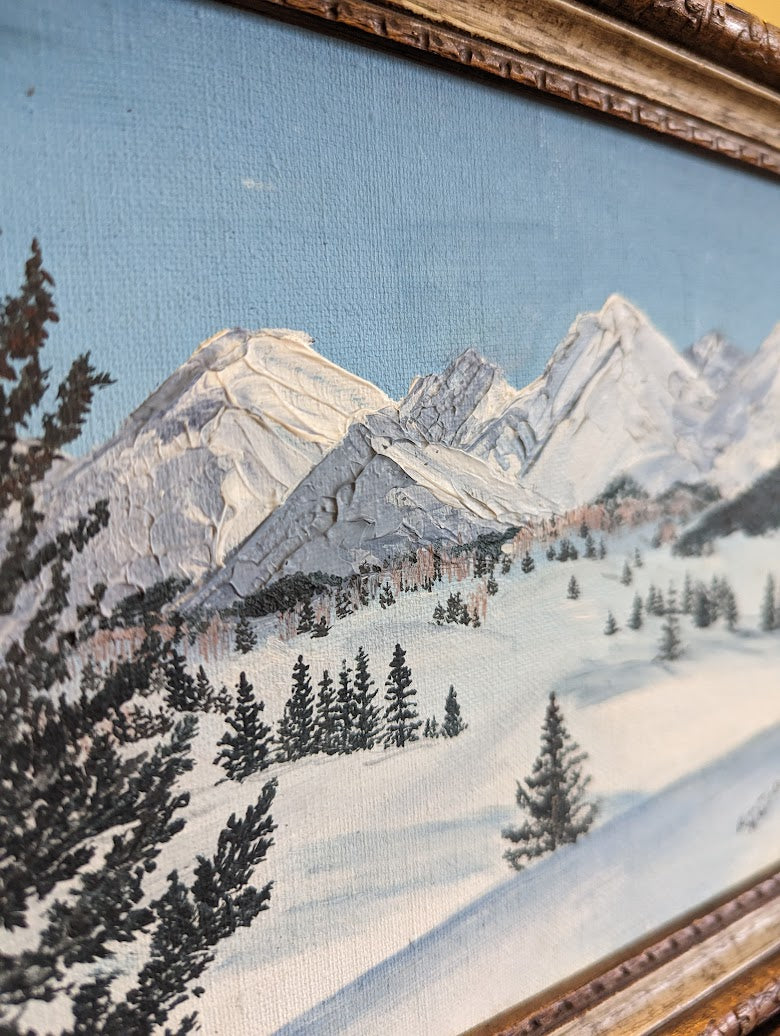 Framed Winter Landscape Painting