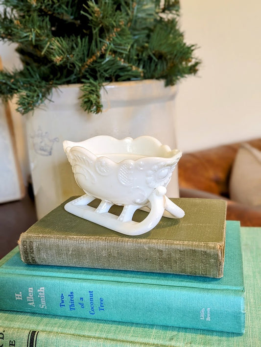 Milk Glass Sleigh