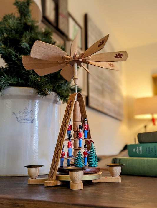 Handpainted German Christmas Pyramid with Toy Soldiers