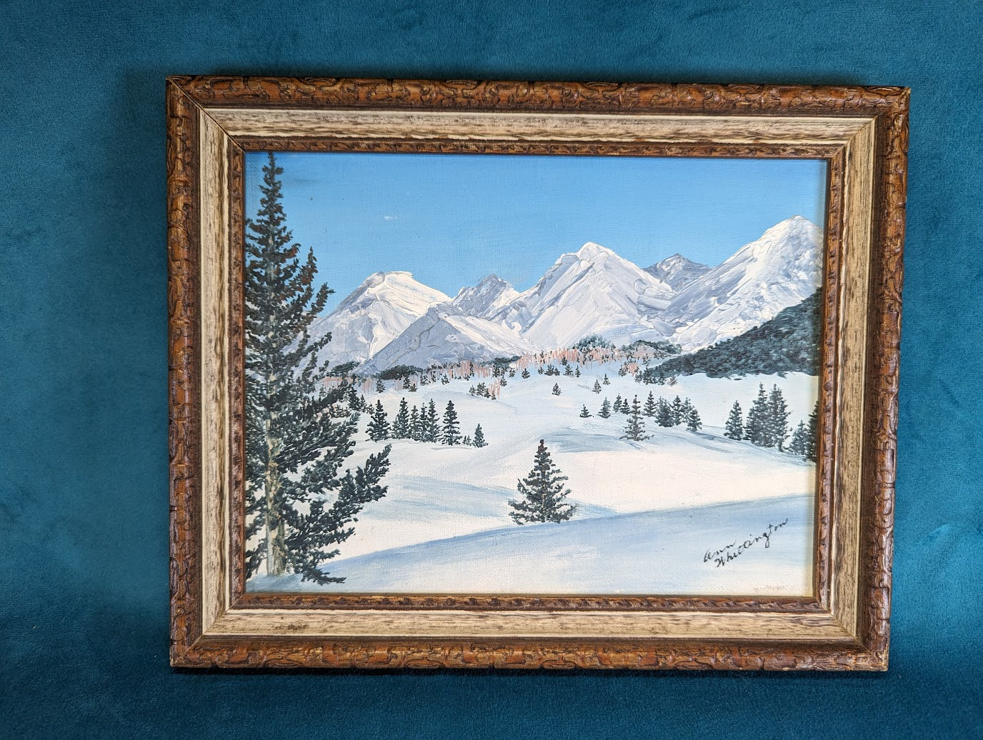 Framed Winter Landscape Painting