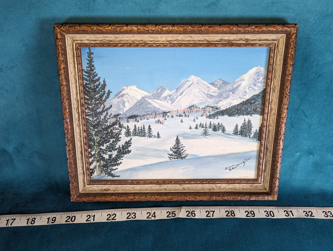 Framed Winter Landscape Painting