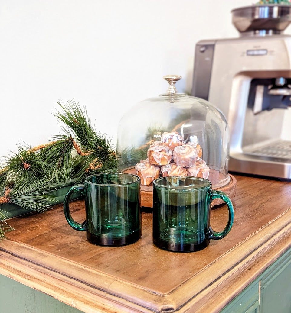 Emerald Green Glass Mugs (set of 2)