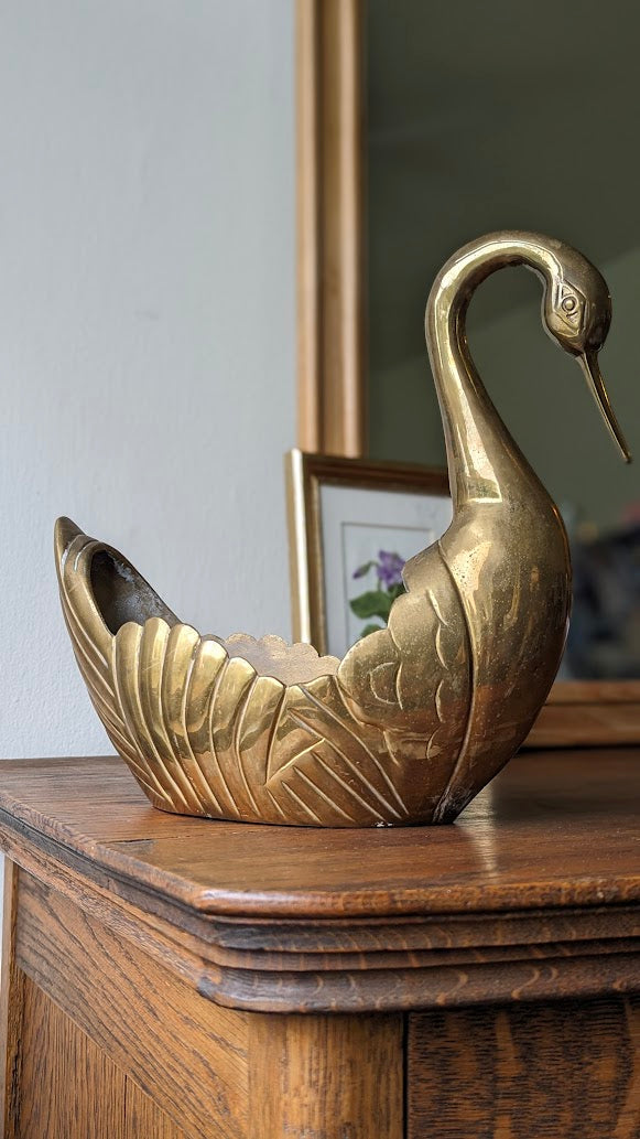 Brass Swan Planter