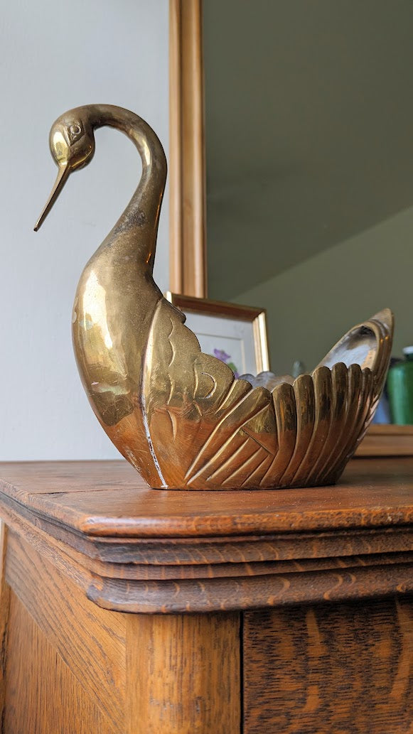 Brass Swan Planter