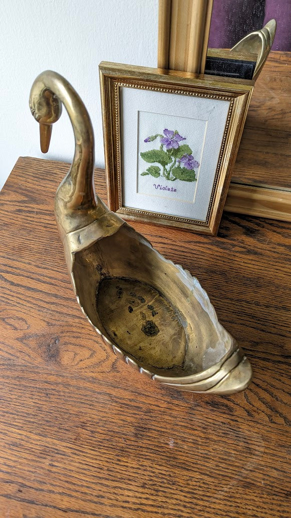 Brass Swan Planter