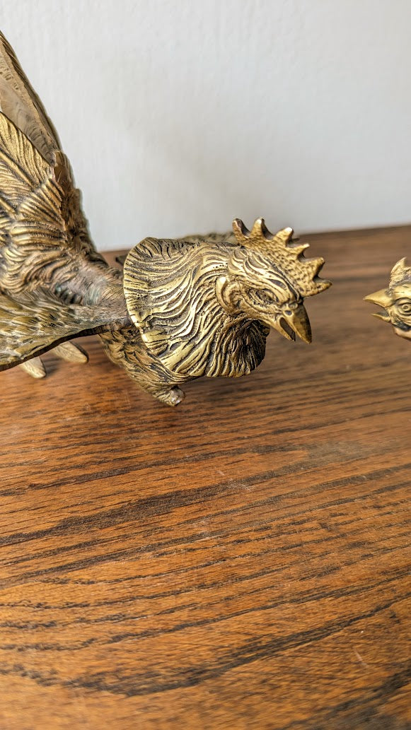 Pair of Brass Fighting Cocks