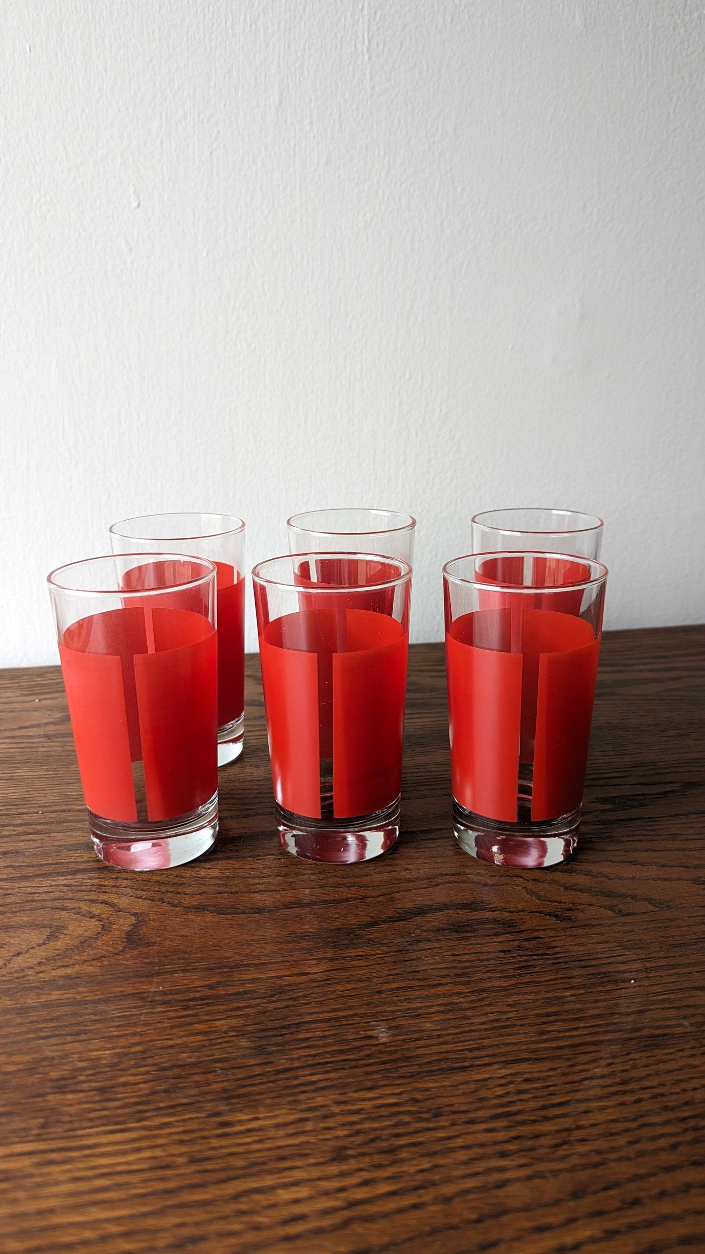 Mid Century Red Juice Tumblers (set of 6)