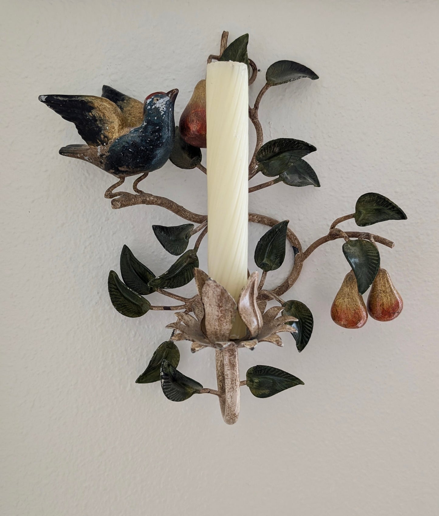 Italian Toleware Bird & Pear Sconces