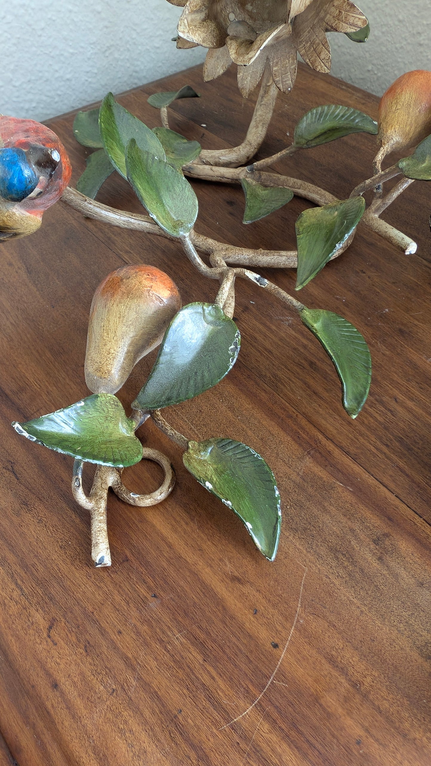 Italian Toleware Bird & Pear Sconces