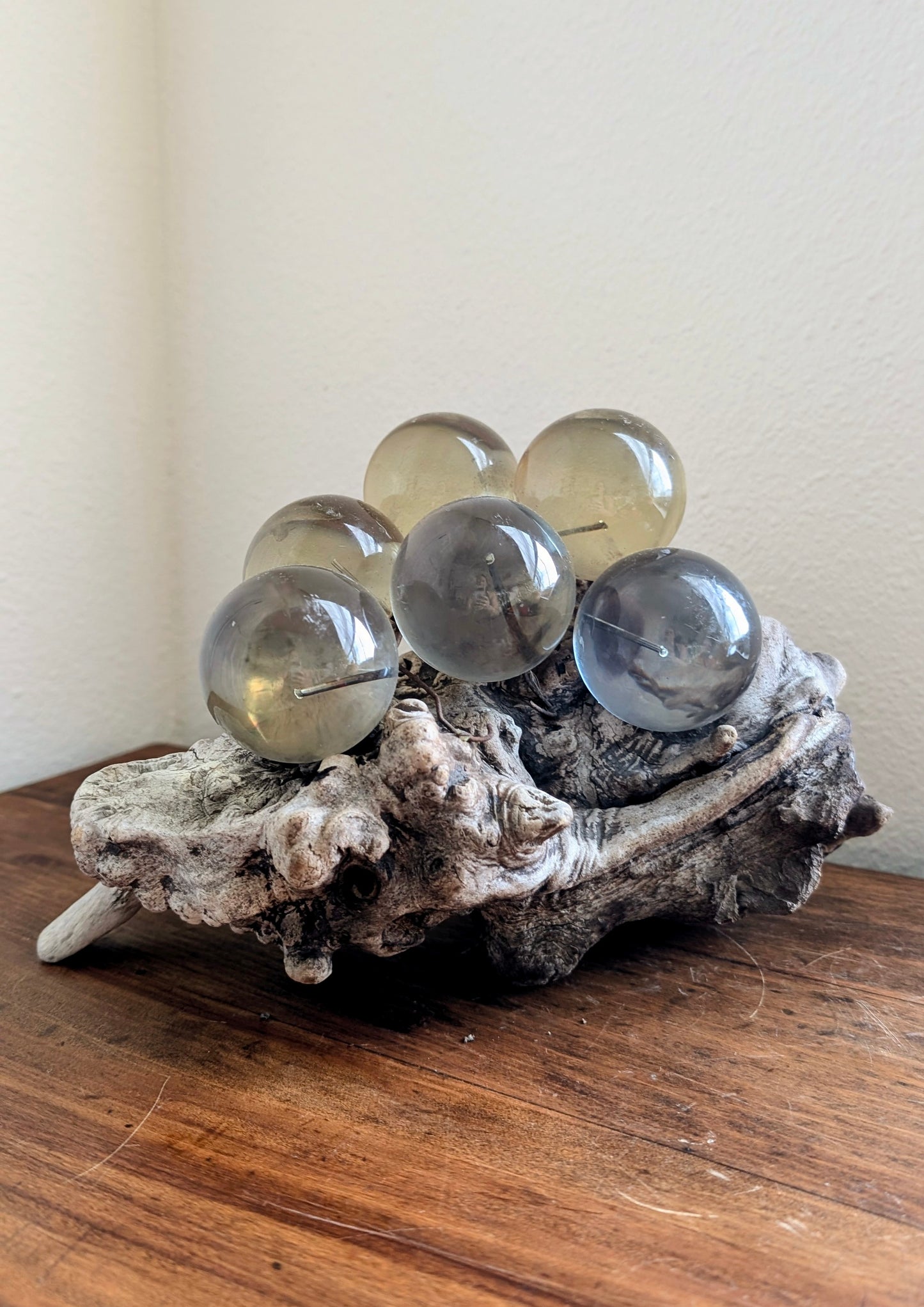 Lucite Grape Cluster on Driftwood