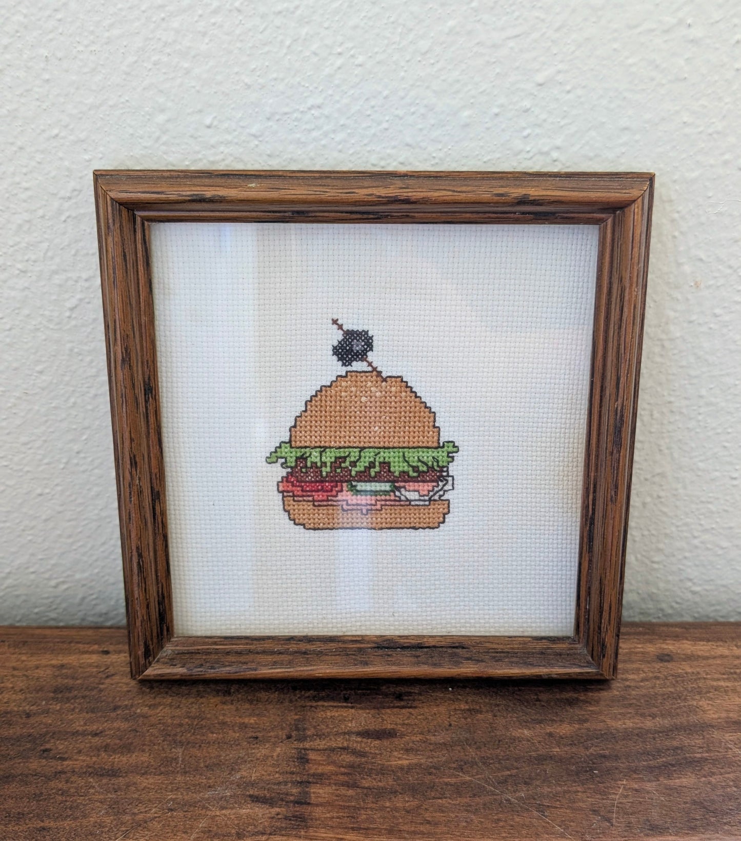 Framed Hamburger Cross Stitch