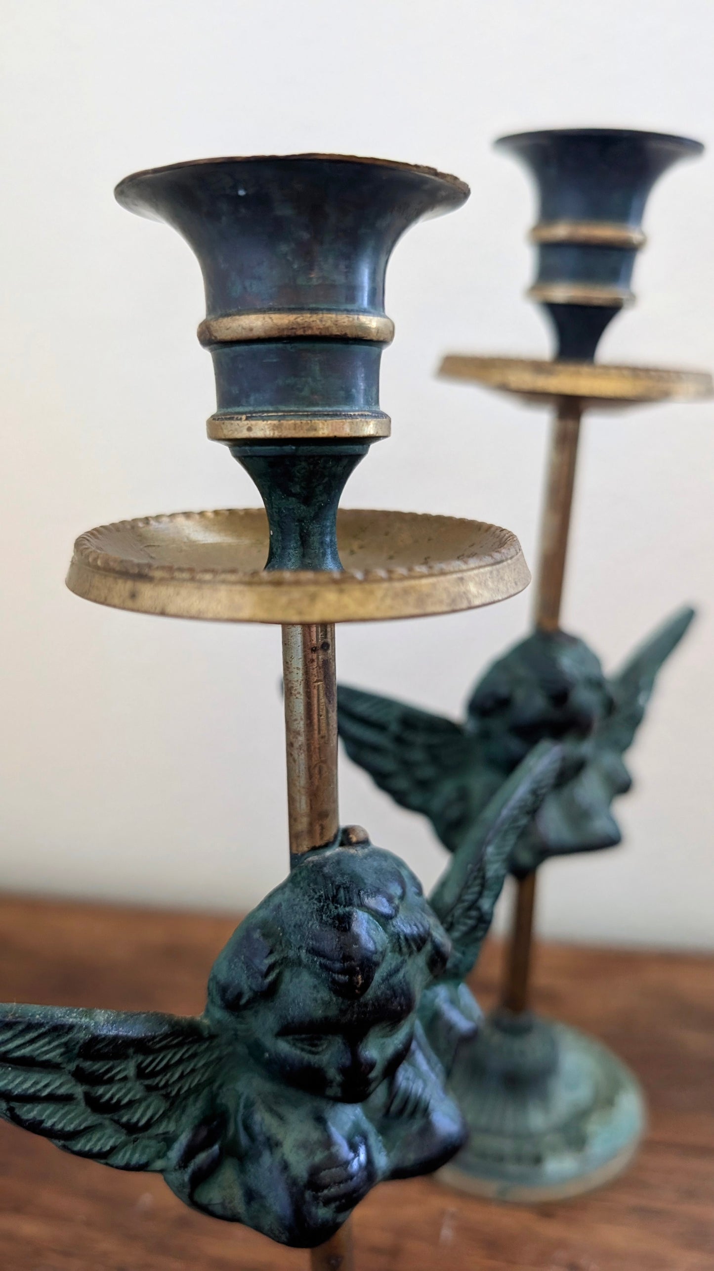 Solid Brass Cherub Candlesticks