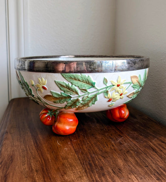 Antique 1860's Wedgwood Tomato Themed Footed Serving Bowl