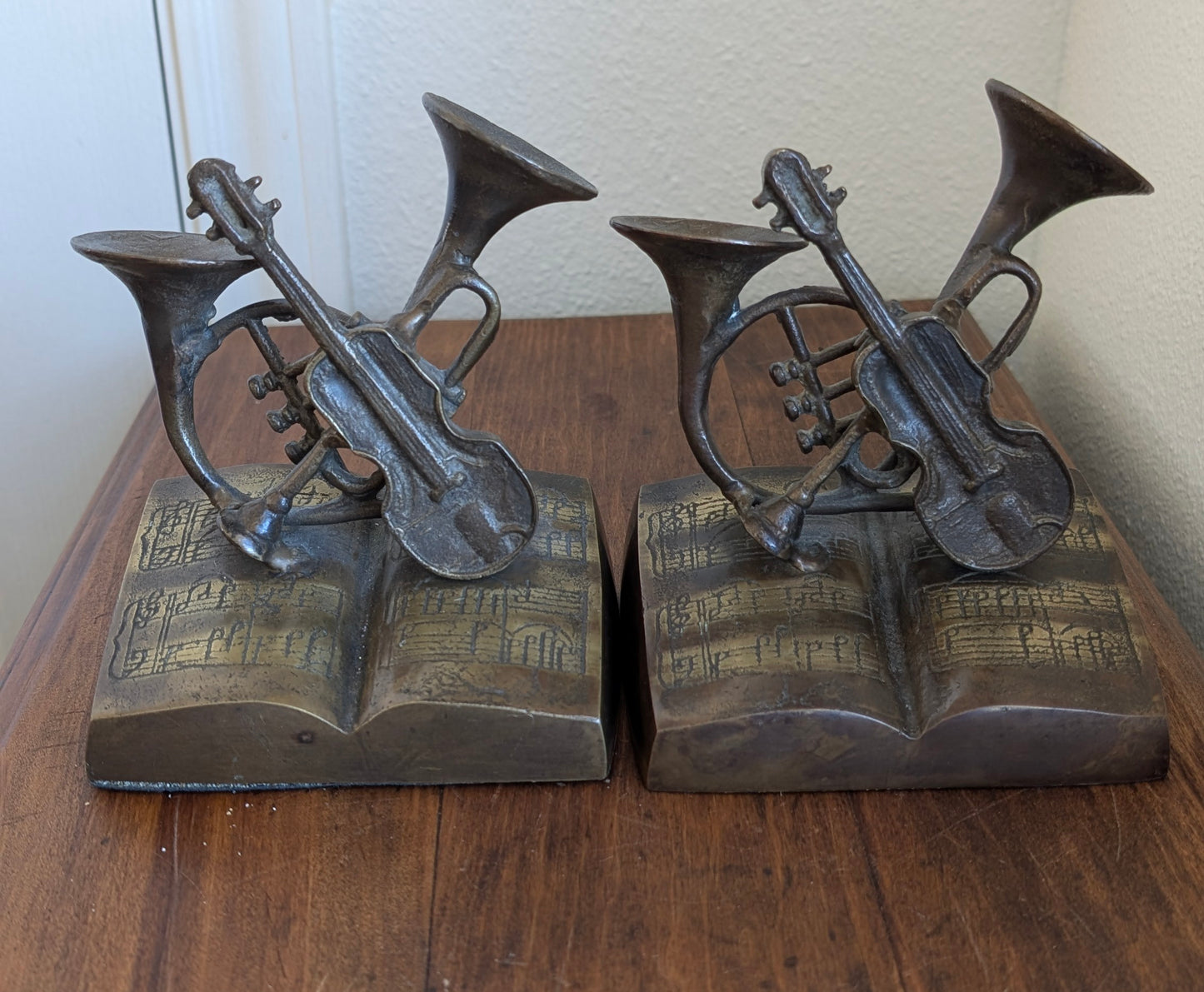 Brass Musical Instrument Book Ends