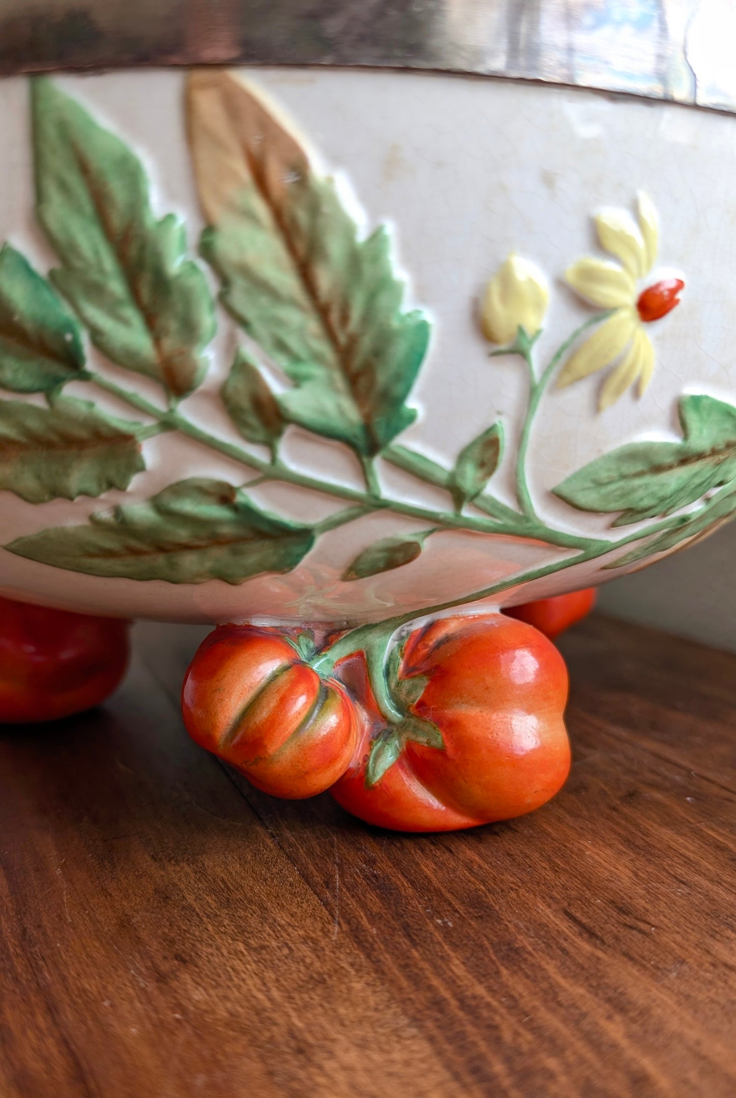 Antique 1860's Wedgwood Tomato Themed Footed Serving Bowl