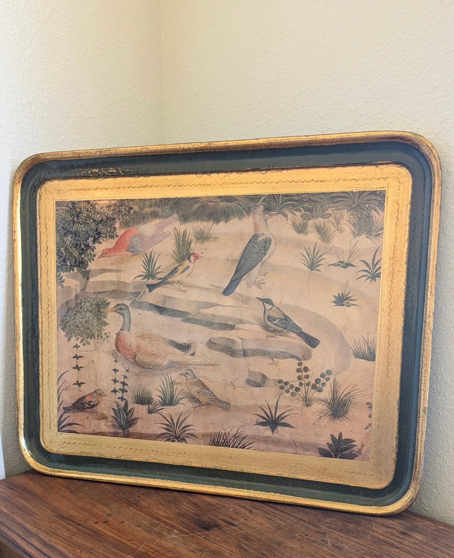 Vietri Florentine Tray 'Birds Around a Pond' by Benozzo Gozzoli