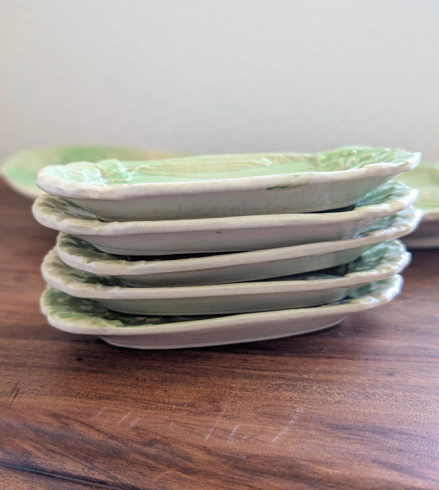 Celery Stoneware Platter and Salt Cellars (5)