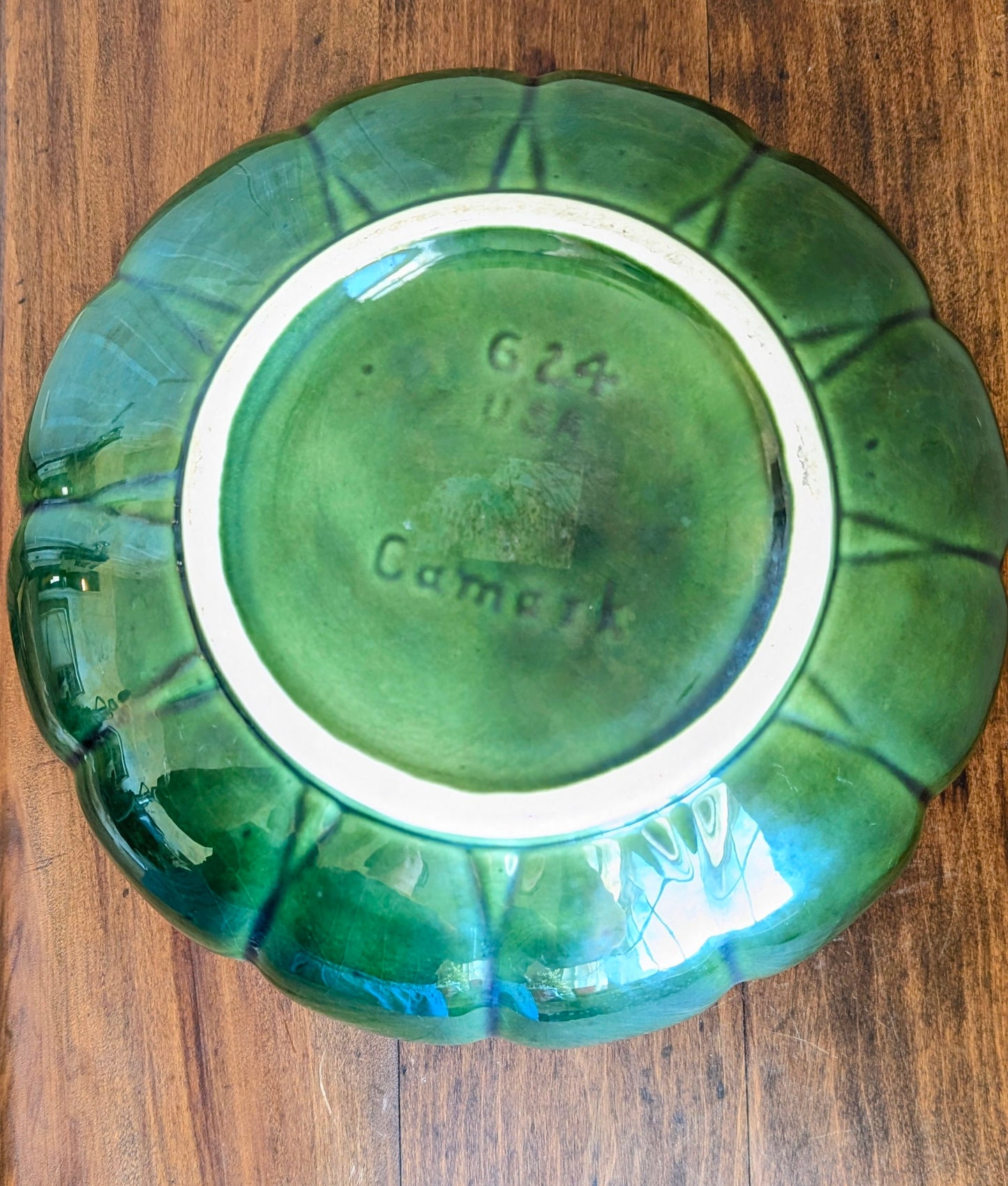 Green Cemar Pottery Heron Flower Frog Centerpiece