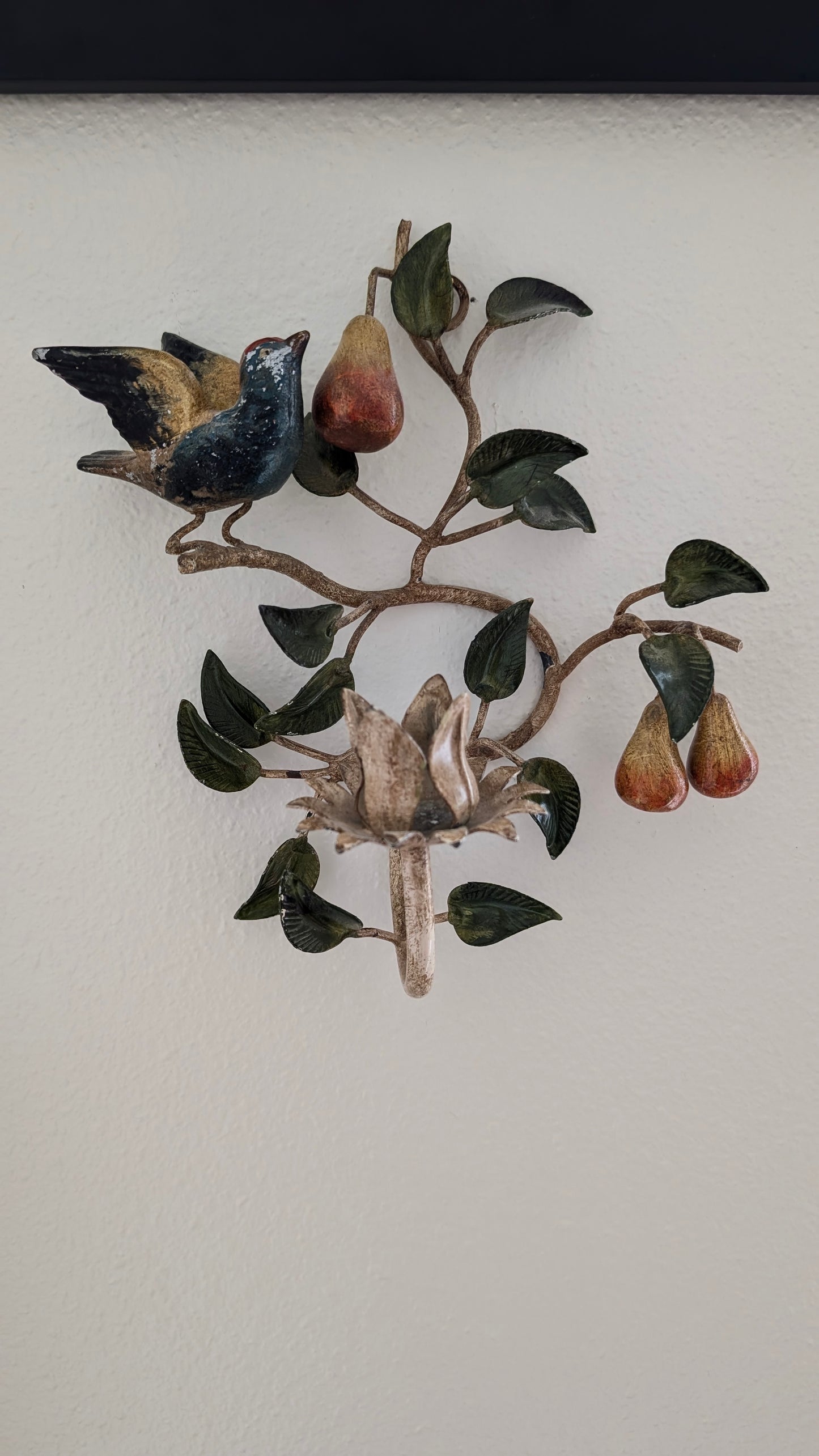 Italian Toleware Bird & Pear Sconces