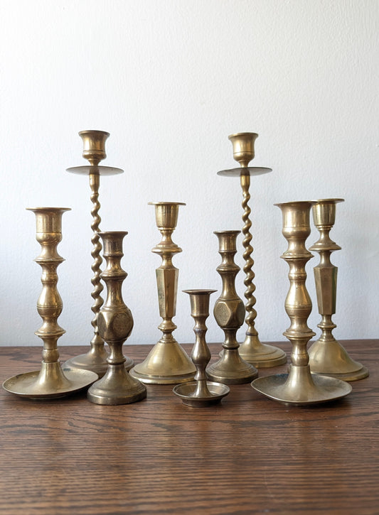 Collection of Brass Candlesticks (set of 9)