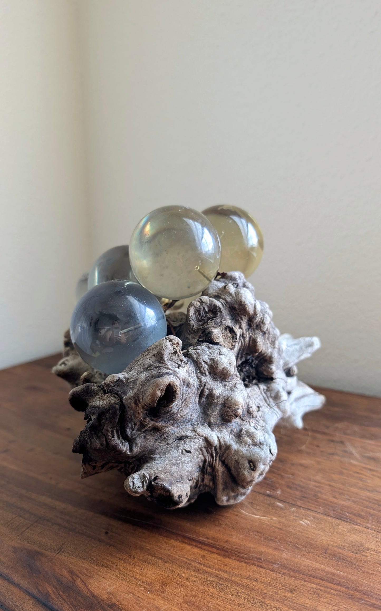 Lucite Grape Cluster on Driftwood