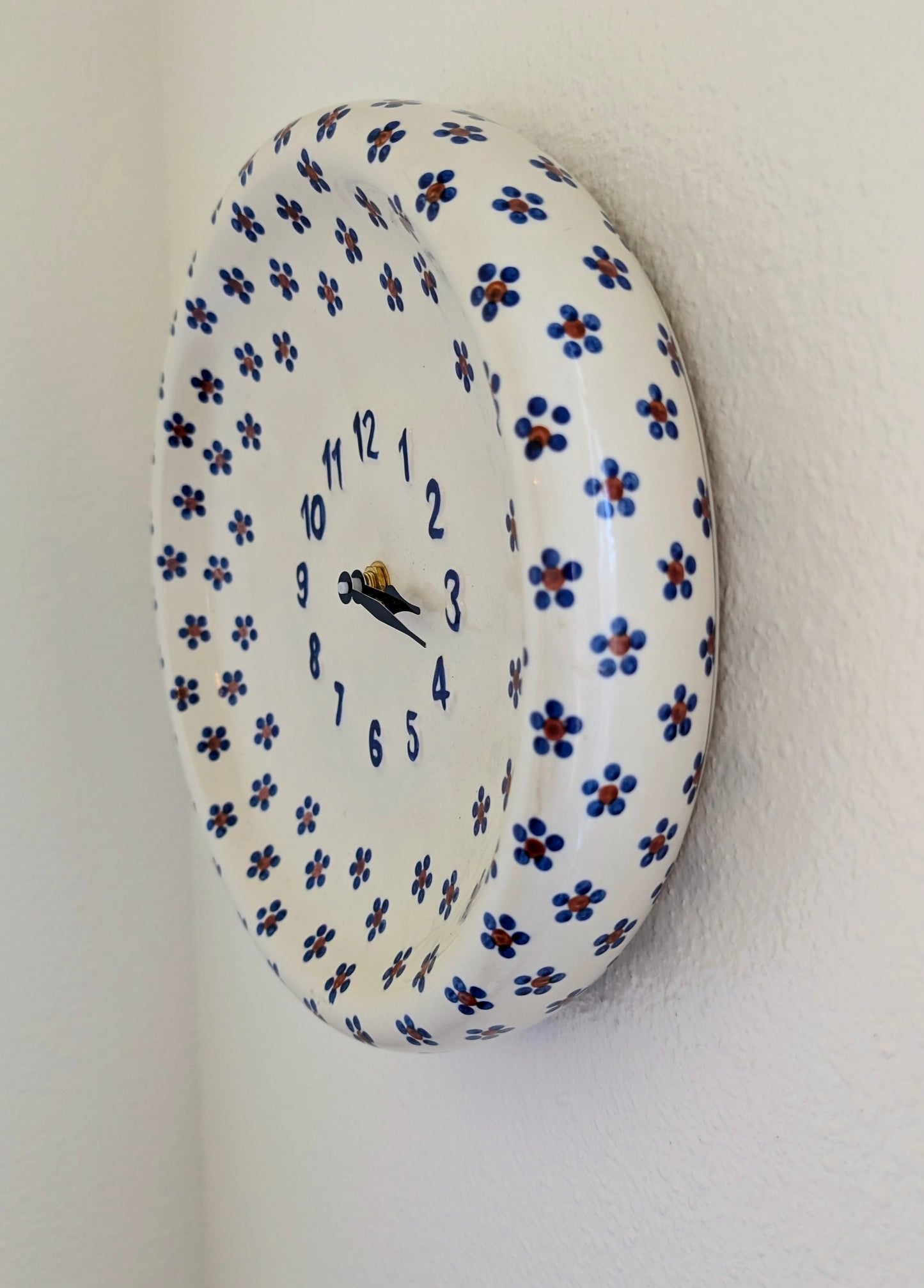 Polish Pottery Floral Wall Clock