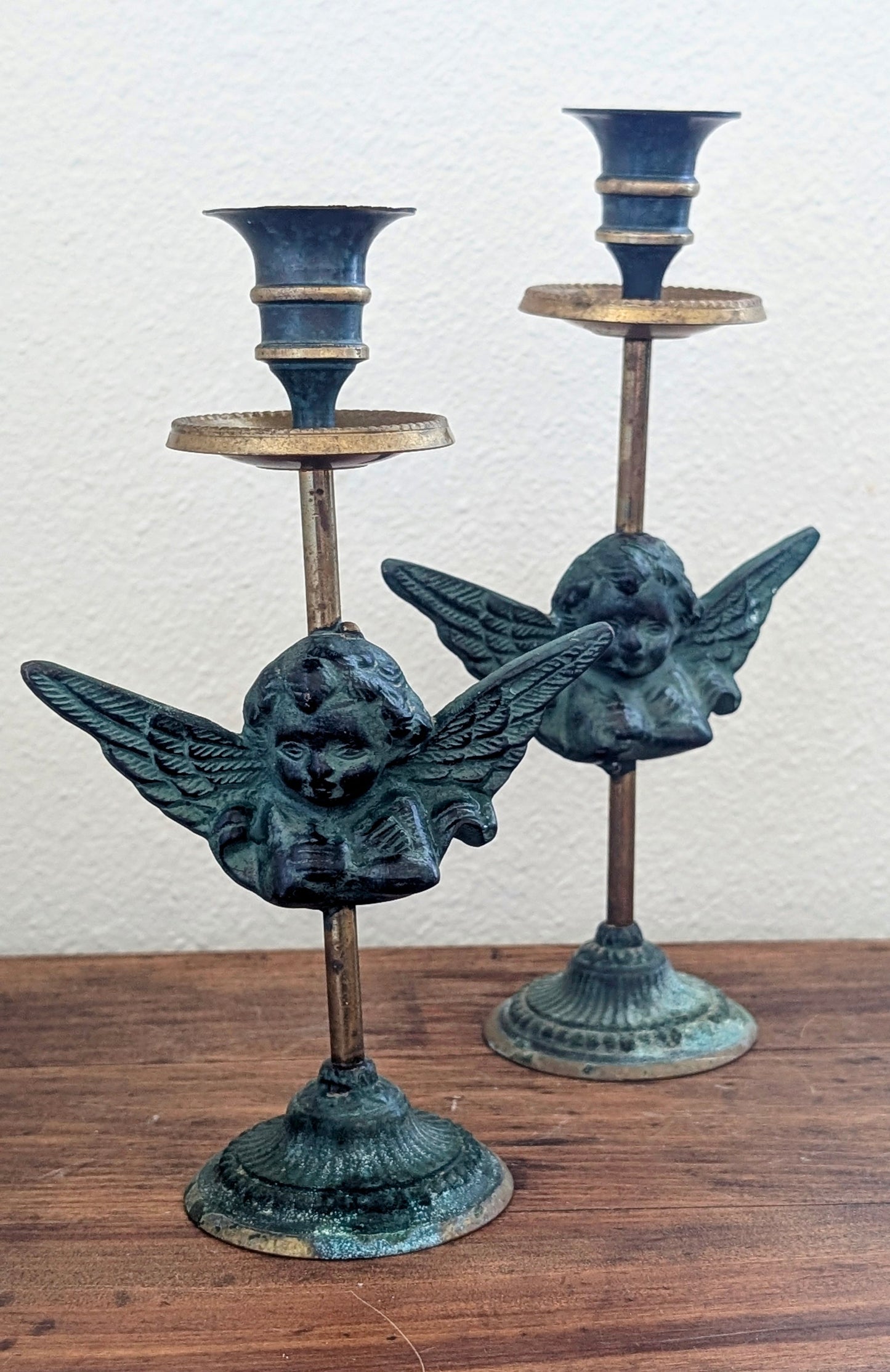 Solid Brass Cherub Candlesticks