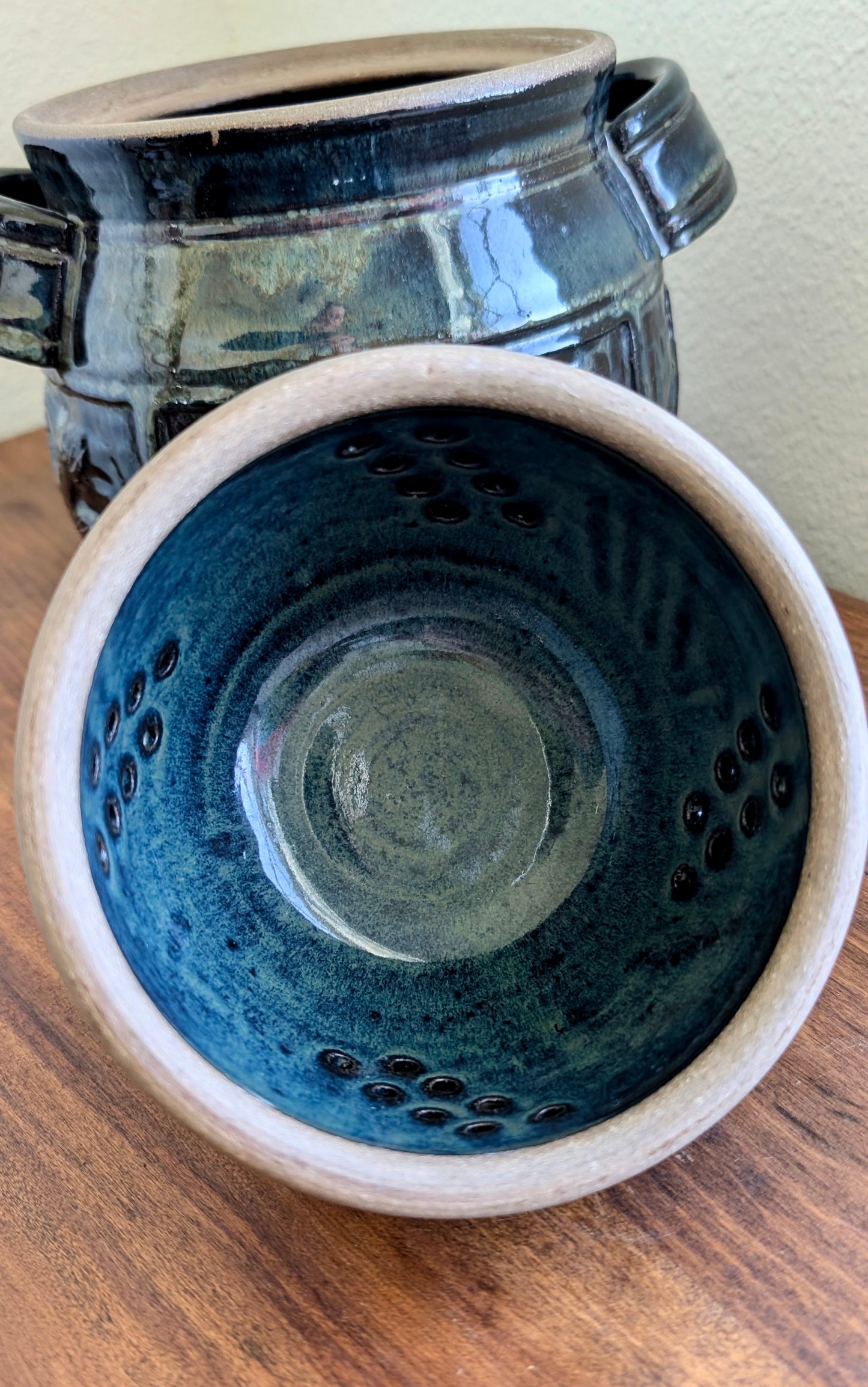 Fish Themed Pottery Garlic Keeper