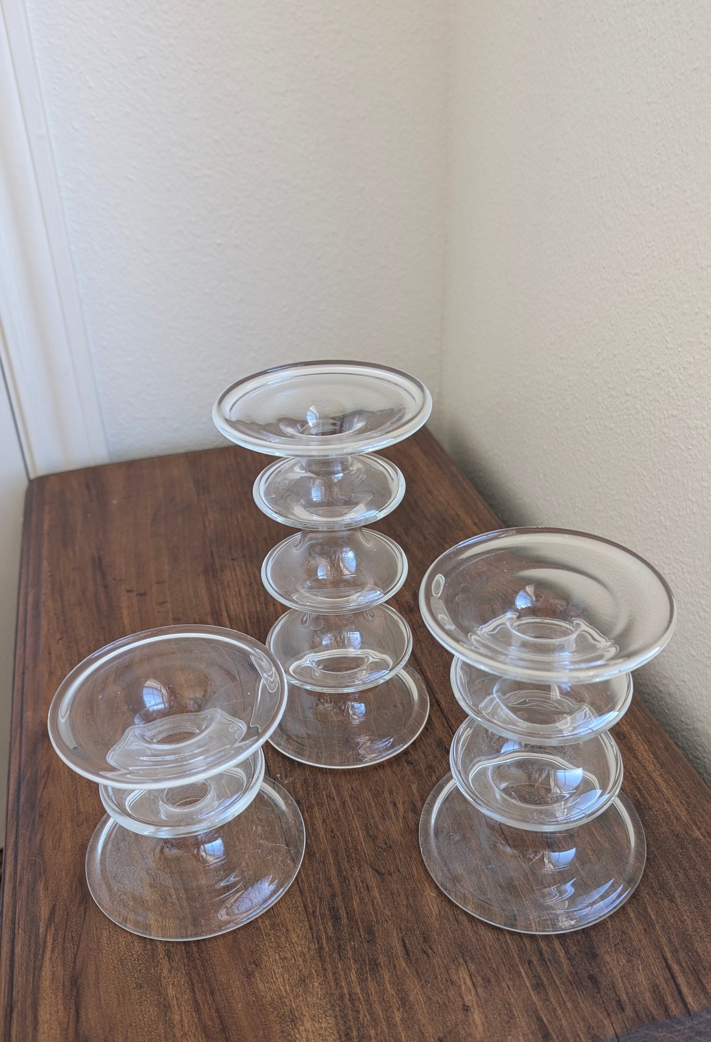 Glass Candlestick Trio