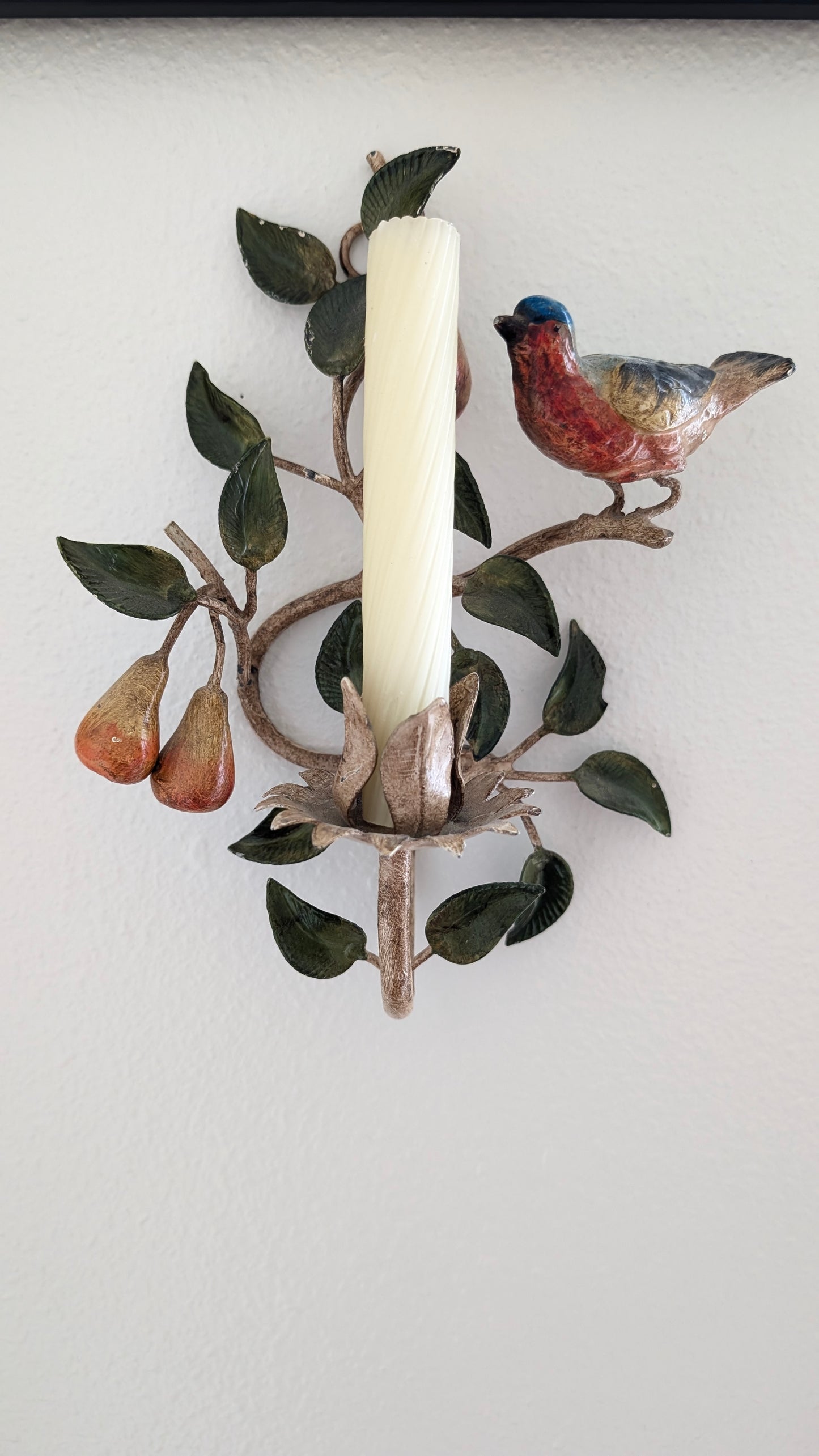 Italian Toleware Bird & Pear Sconces