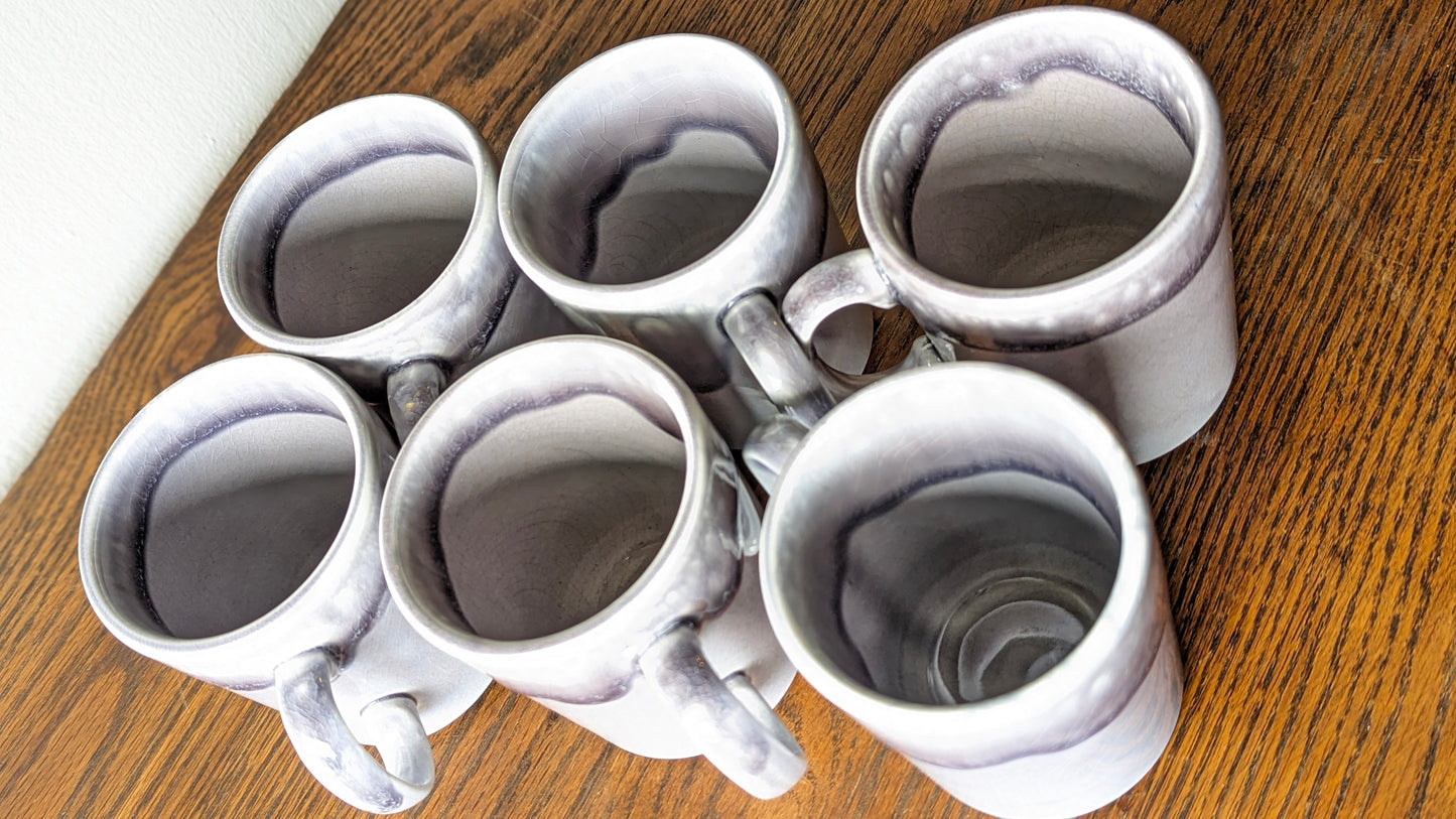 Vintage Purple Drip Glaze Mugs (set of 6)