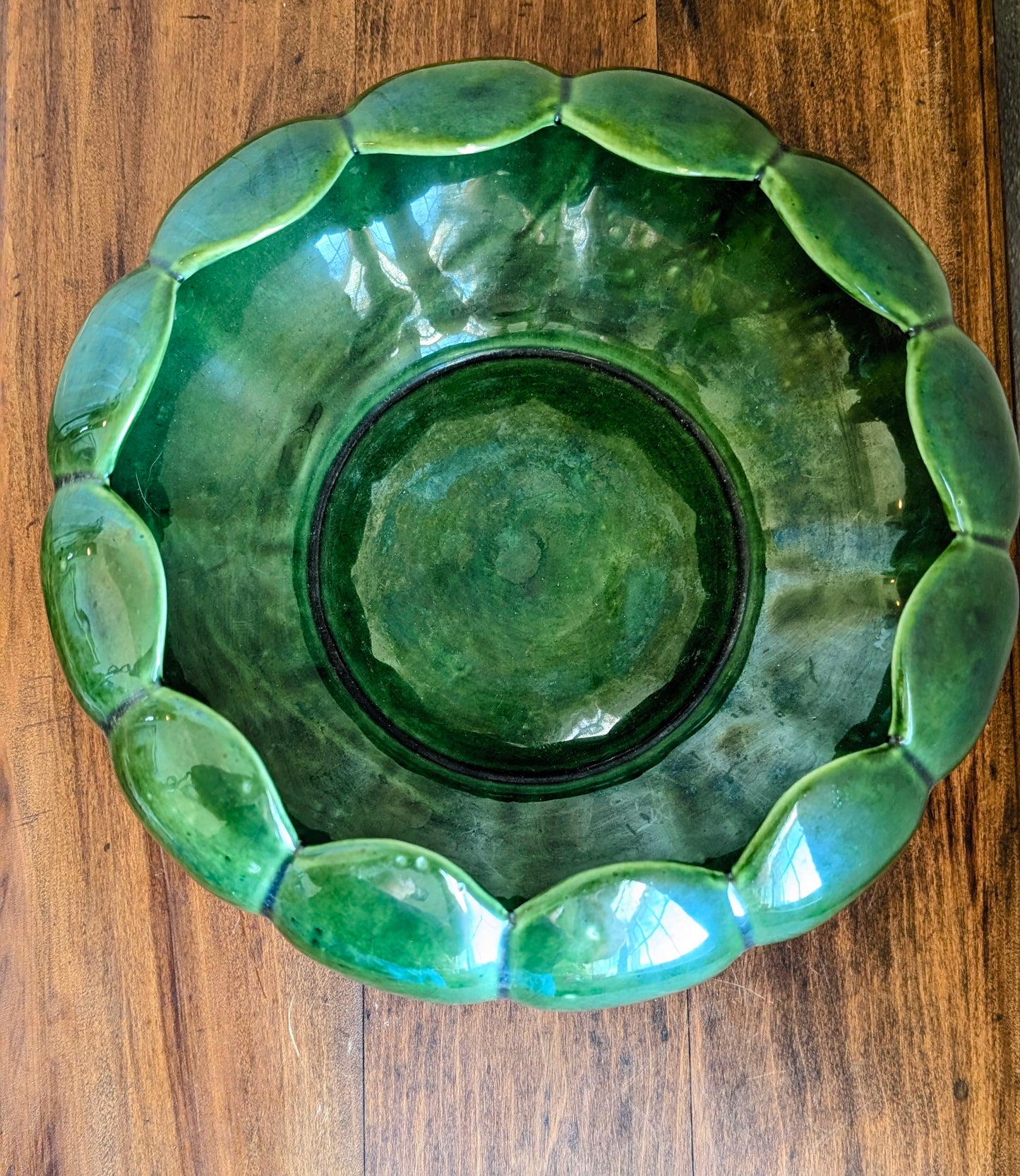 Green Cemar Pottery Heron Flower Frog Centerpiece