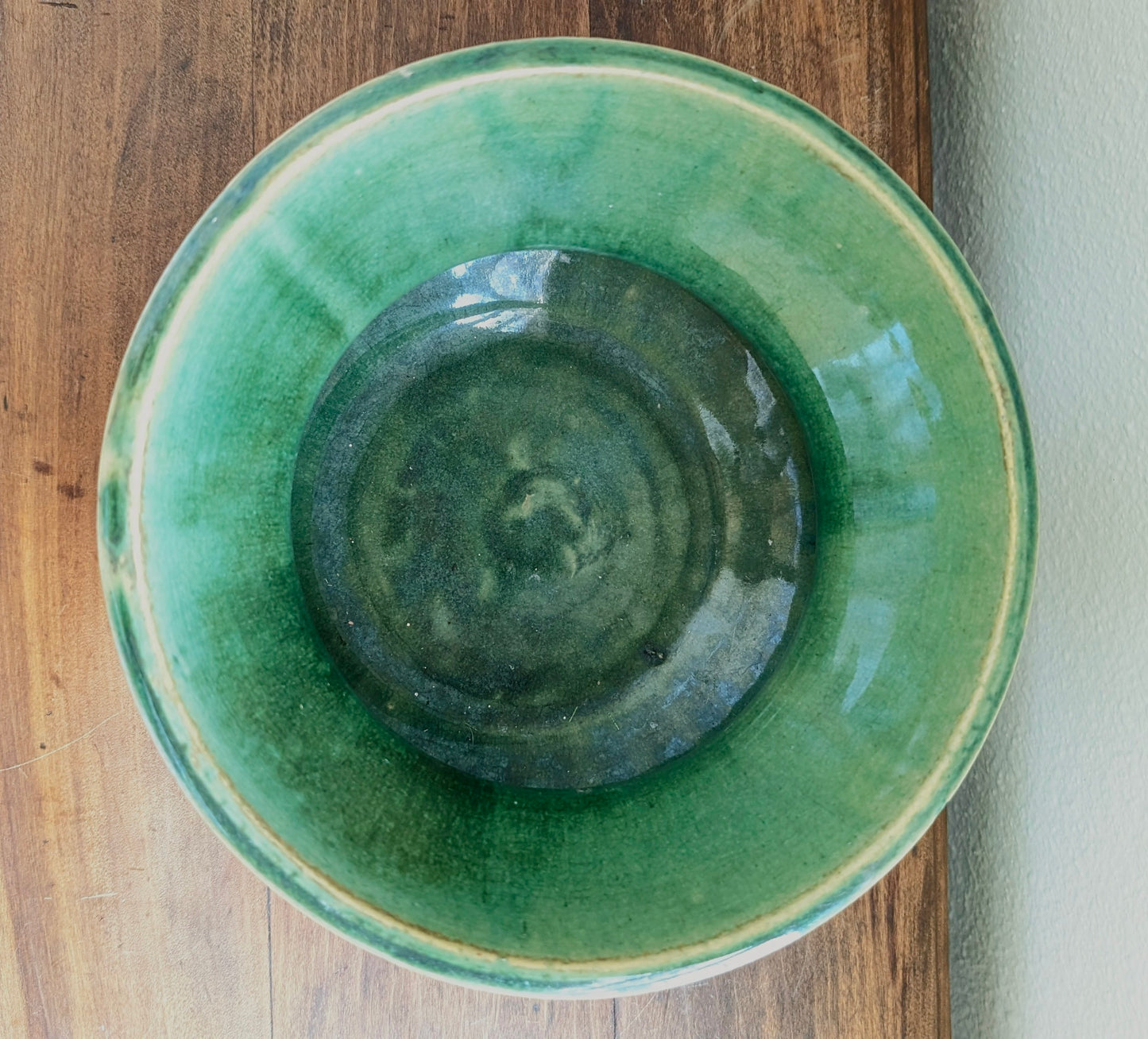 Green Stoneware Cuspidor