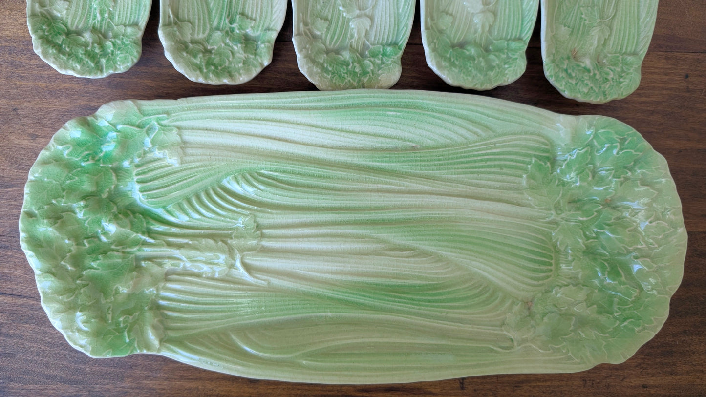 Celery Stoneware Platter and Salt Cellars (5)