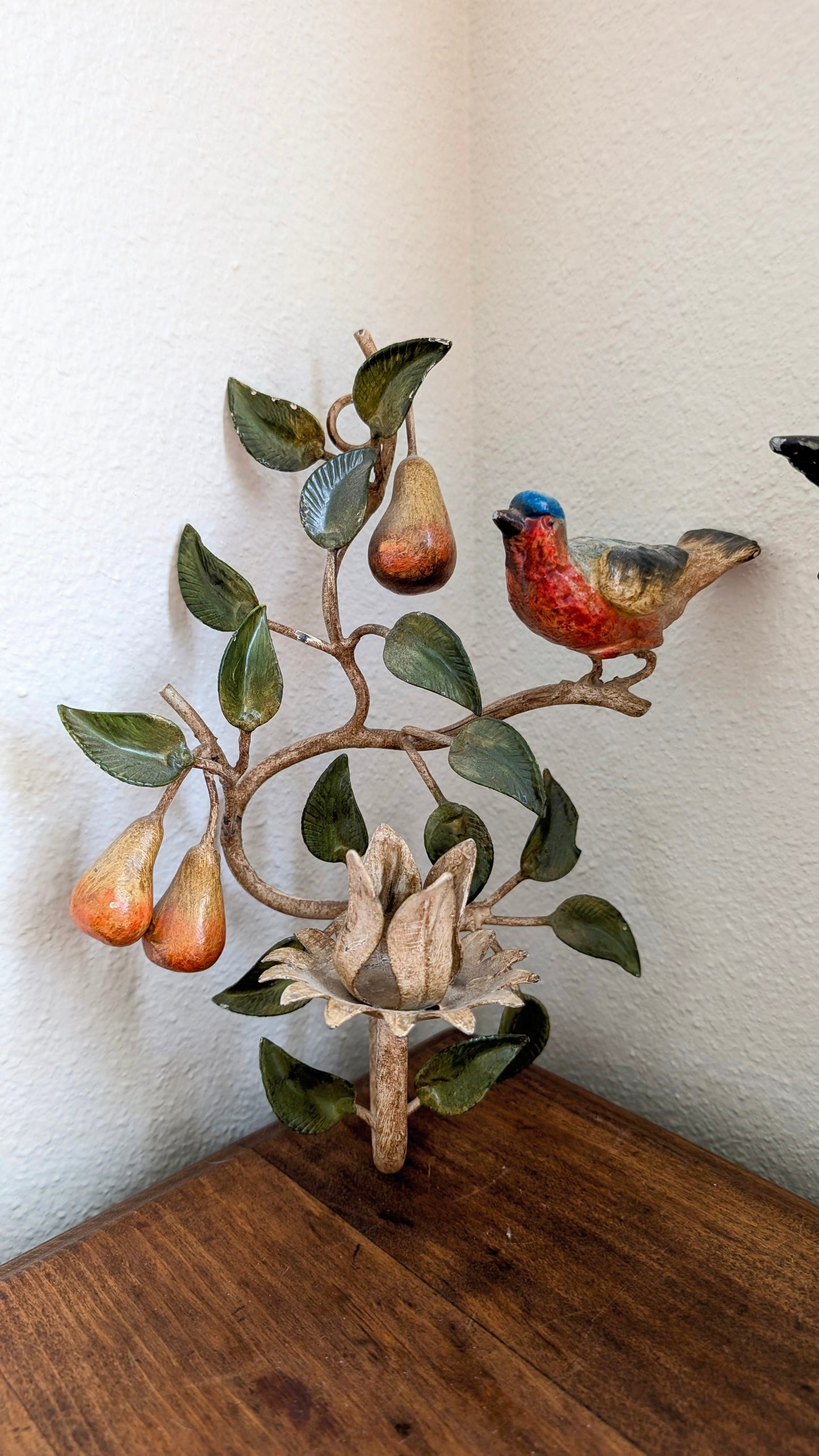 Italian Toleware Bird & Pear Sconces