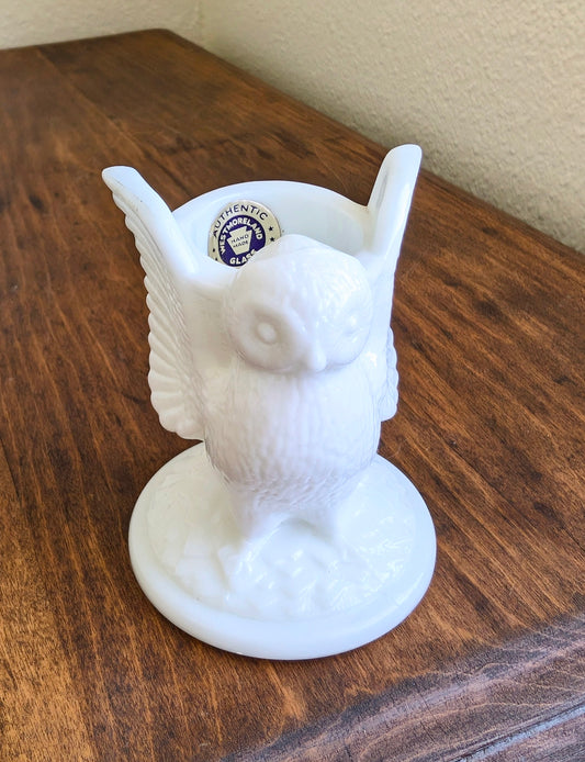 Westmoreland Milk Glass Owl Toothpick Holder