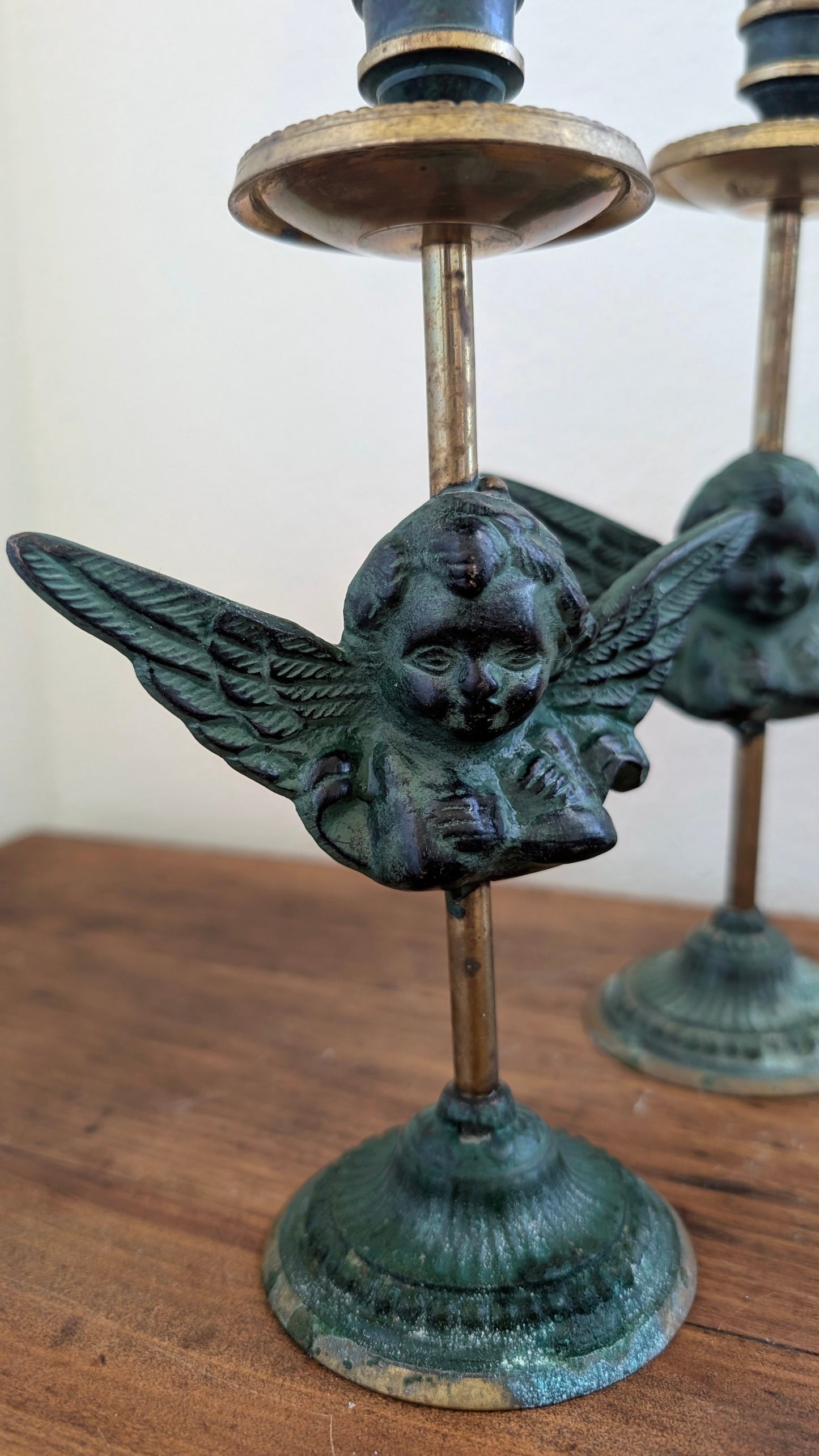 Solid Brass Cherub Candlesticks