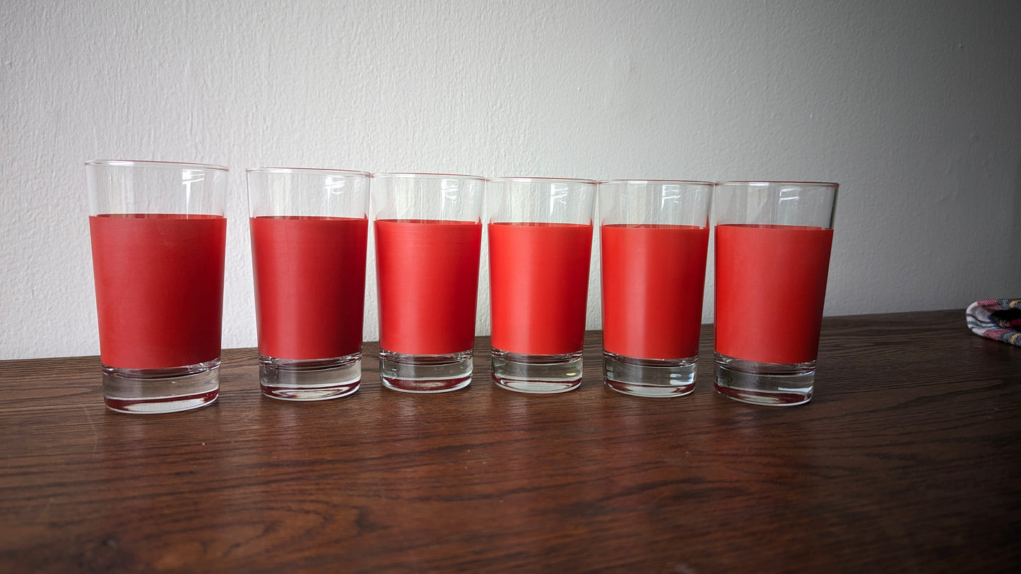 Mid Century Red Juice Tumblers (set of 6)