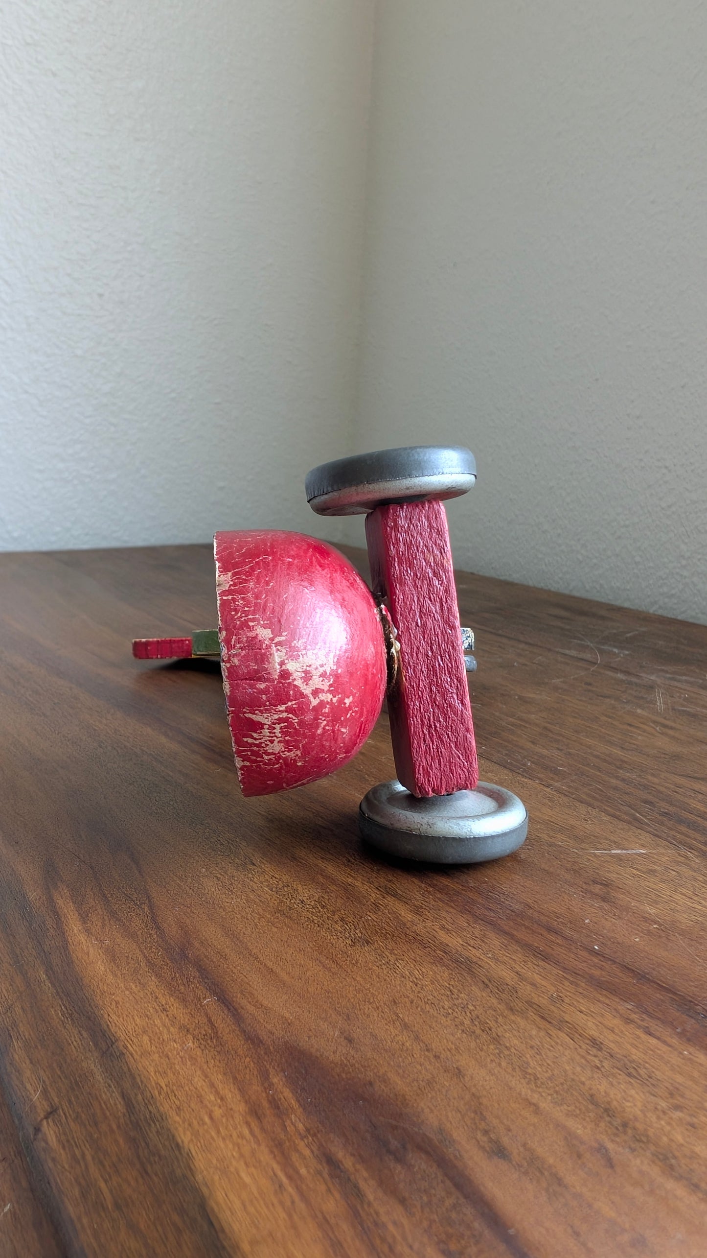 1930's Wooden Easter Rooster Pullcart Toy