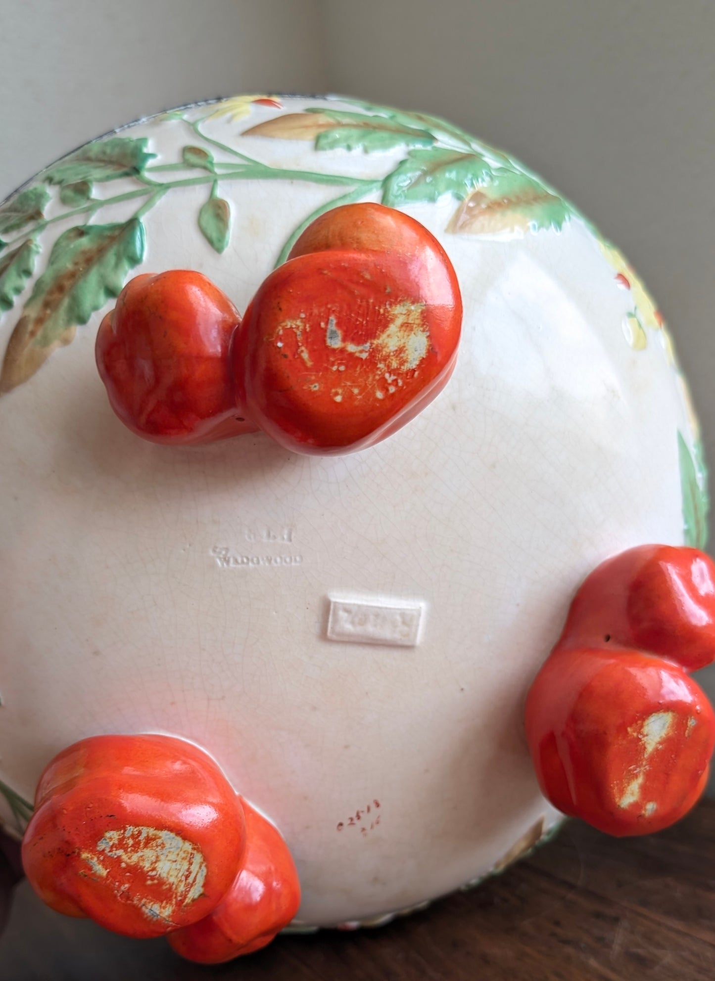 Antique 1860's Wedgwood Tomato Themed Footed Serving Bowl