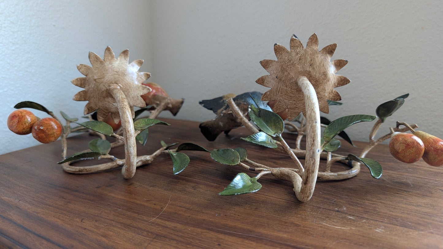 Italian Toleware Bird & Pear Sconces