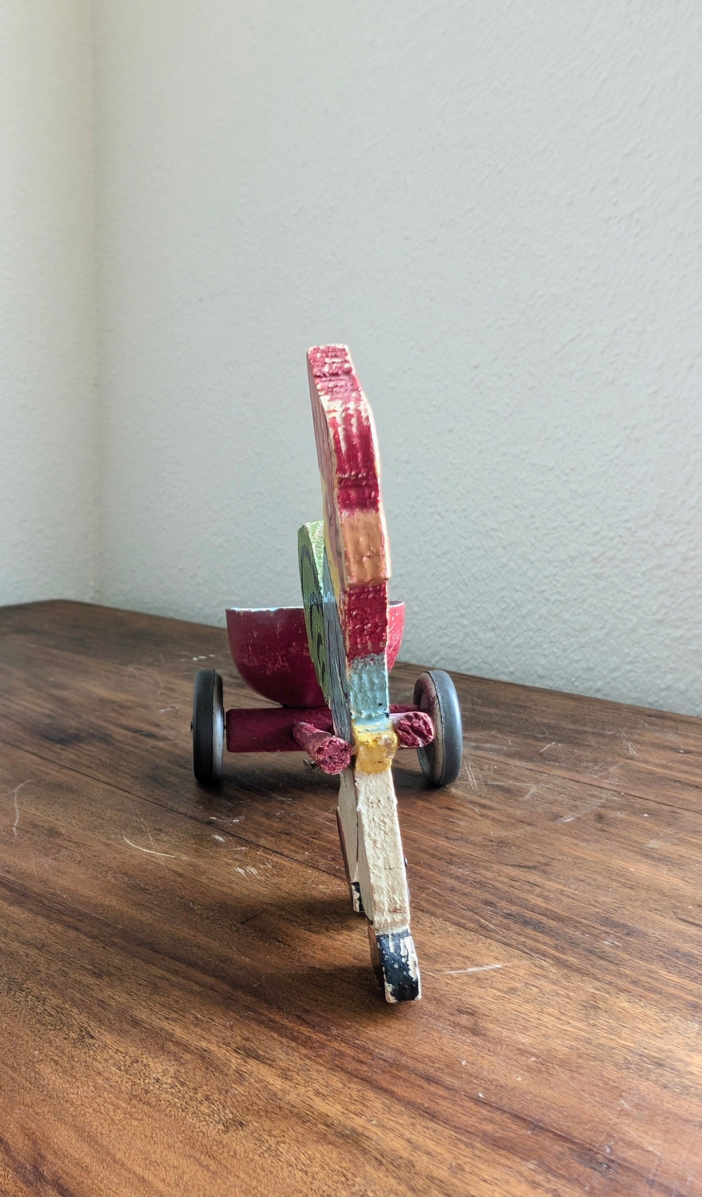 1930's Wooden Easter Rooster Pullcart Toy