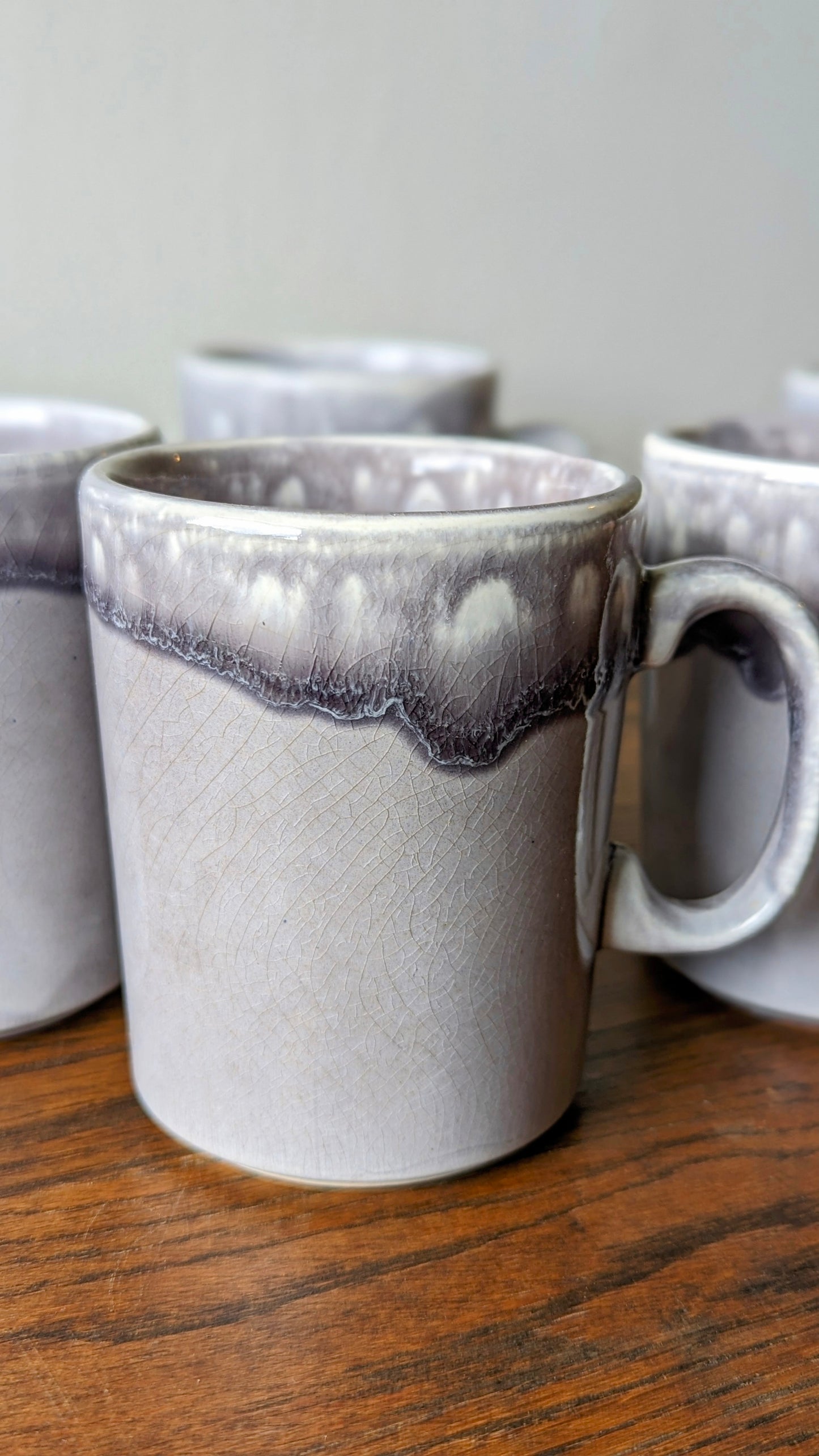 Vintage Purple Drip Glaze Mugs (set of 6)