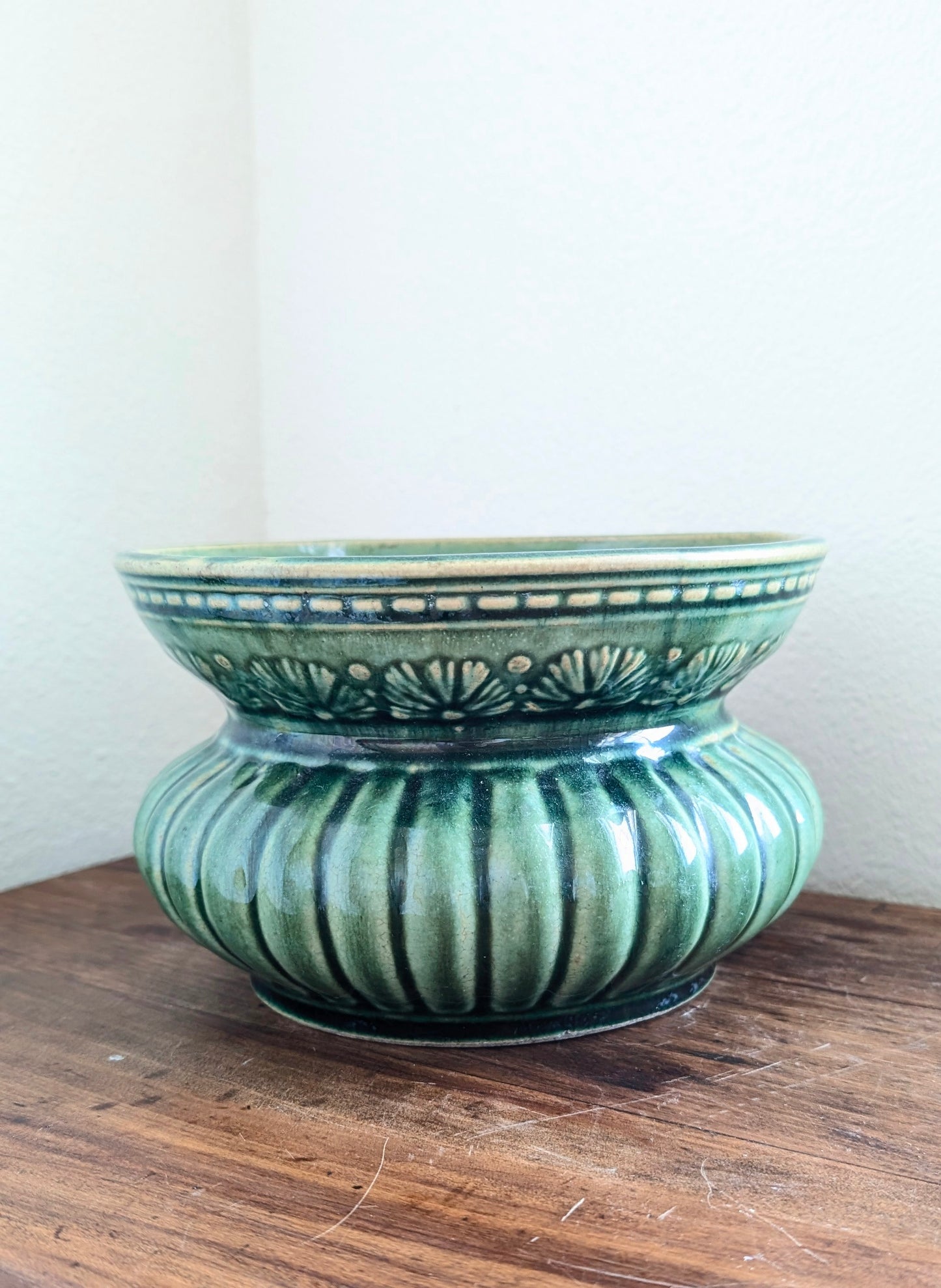 Green Stoneware Cuspidor
